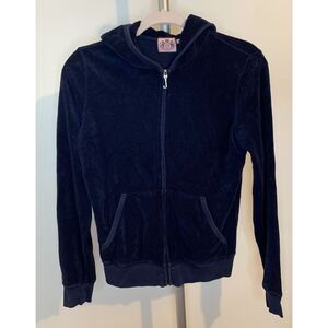 Juicy Couture Vintage L Blue  French Terry Toweling Hoodie Hooded Y2K Sweatshirt